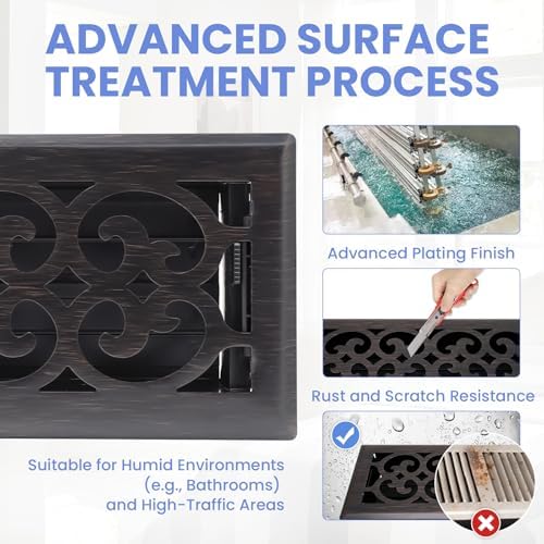 Howeall 4x12 Inches 2 Pack Heavy Duty Walkable Floor Register Easy Adjust Air - Image 3