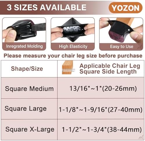 YOZON Chair Leg Floor Protector Silicone Caps Felt Furniture Pads Covers - Image 4