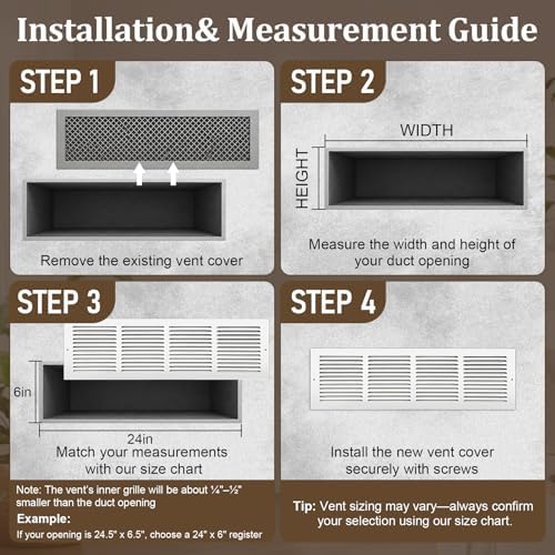 24x6 Steel Return Air Grille, HVAC Vent Cover Fits 24"W x 6"H Duct Opening - Image 5