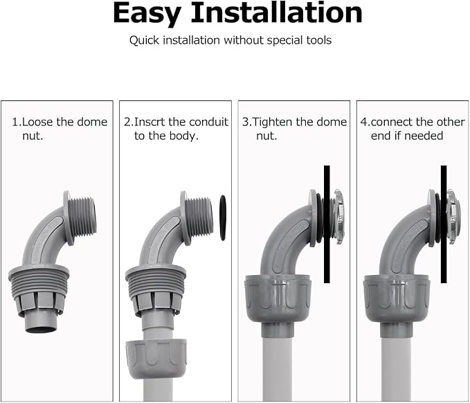 MAKERELE 5-Pack 1/2 Inch 90° PVC Liquid Tight Elbow Connectors - Image 5