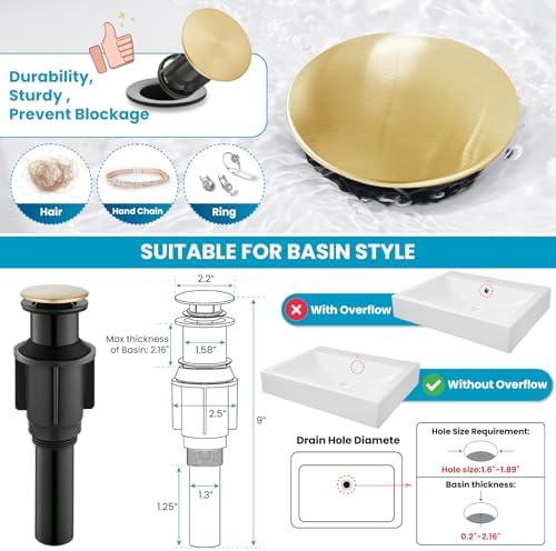 gotonovo Vintage Bathroom Vessel Sink Faucet, Brushed Gold, - Image 4