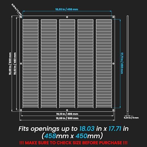 Repa Market Air Vent Cover 20x20 Inch Black Galvanized Steel Louvered Grill - Image 2