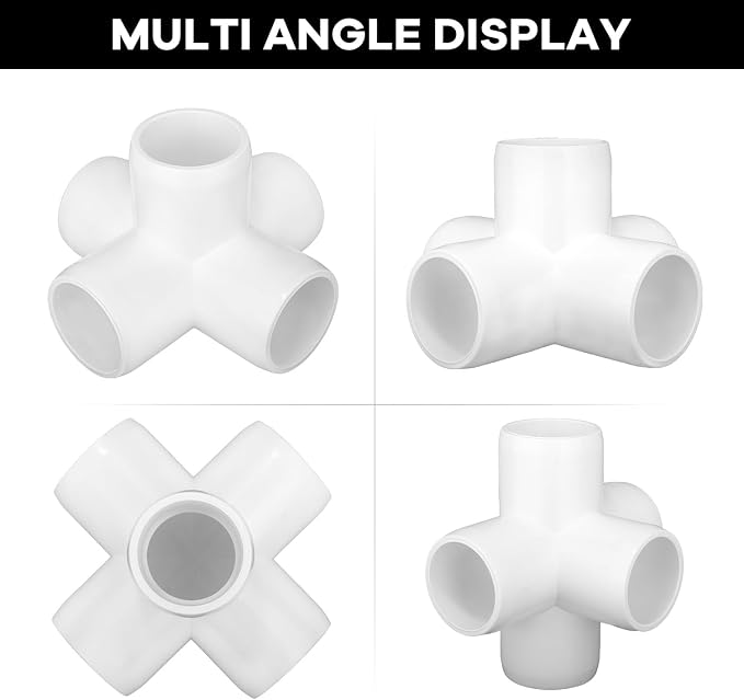 8-Pack 1 inch 5 Way PVC Fitting Elbow Furniture Grade Pipe Connector - Image 6