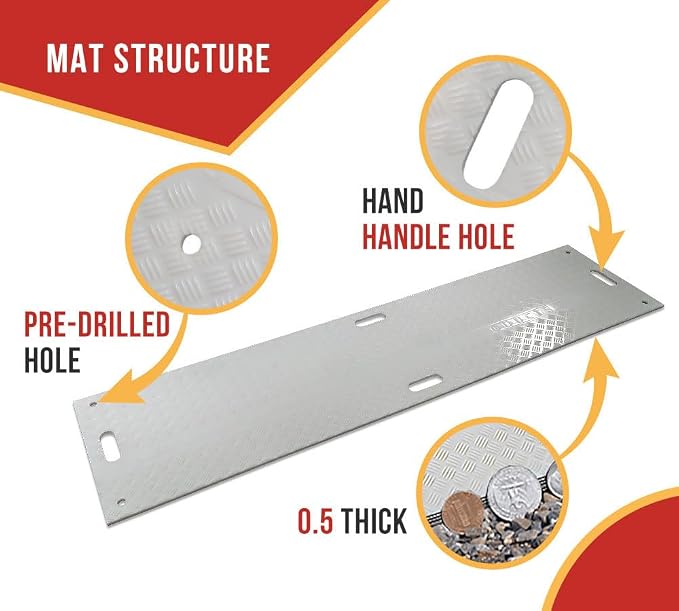 10 Pk 2' x 8' - 1/2" Thick Heavy Duty White Ground Protection Mats - Easily - Image 4