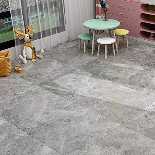 Livelynine 16-Tiles Marble Grey Peel and Stick Floor Tile Stickers 12X12 Inch - Image 3