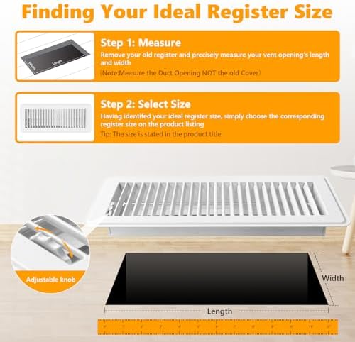 4 Pack Floor Vent Covers, Floor Register 4" x 12", Adjustable Decorative Vent - Image 4
