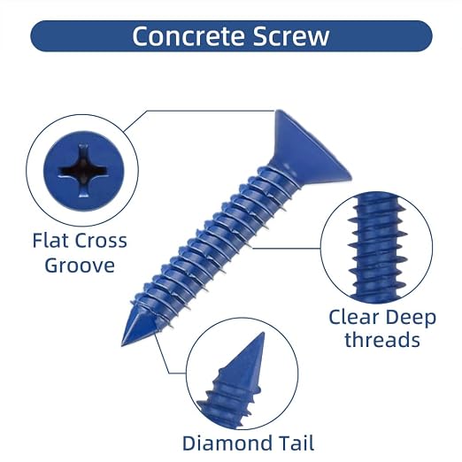 60Pcs 1/4" x 1-1/4”Concrete Screws - Image 3