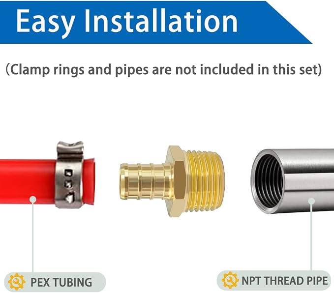 Hooshing 5PCS Pex Fitting 1/2" Male NPT to 1/2" Pex Male Adapter | Heavy Duty - Image 2