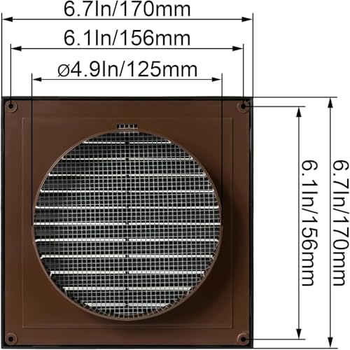 Black 5'' Inch Ventilation Grille - Image 2