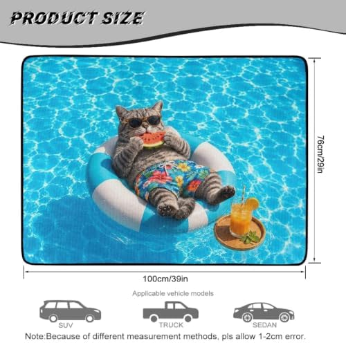 ELEQIN Trunk Mats for SUV Sedan Truck Pool Vacation Cat Print Car Cargo Liner - Image 7