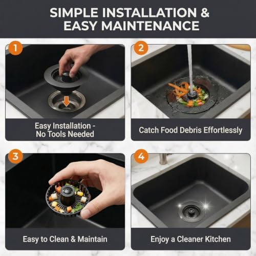 Kitchen Sink Stopper, 3 in 1 Pop Up Kitchen Sink Drain Strainer, - Image 5
