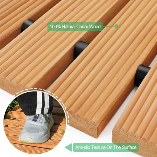 RELIANCER 12' Wooden Garden Pathway, Outdoor Roll Out Cedar Straight Walkway - Image 6