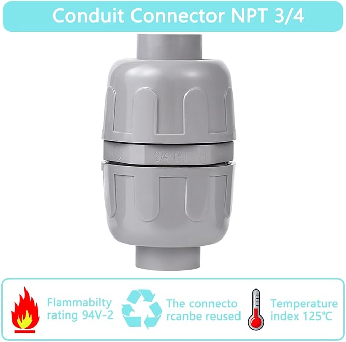 4 Pcs NPT 3/4 Inch Liquid Tight Connector Non-Metallic PVC Electrical Flexible - Image 7