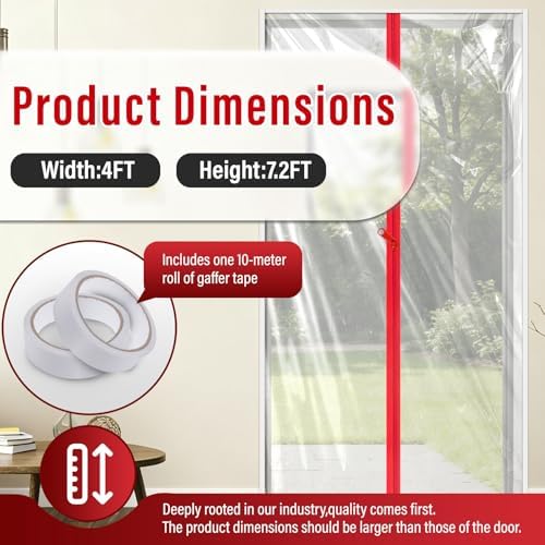 2- Pack Dust Barrier Plastic Zipper Door, 4 FT x 7.2 FT Heavy-Duty Door Dust - Image 3