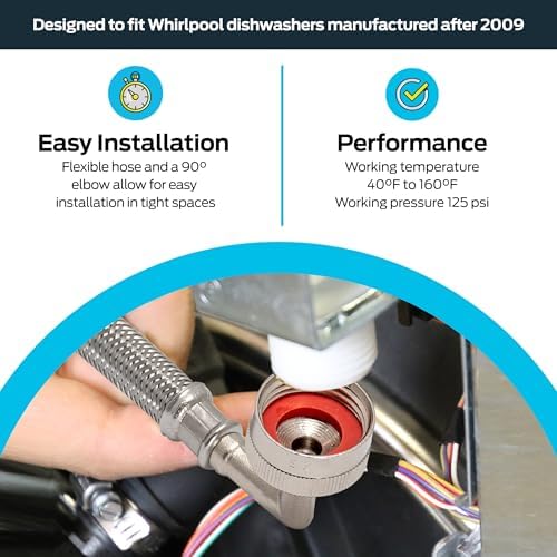 Eastman 8 foot Dishwasher Supply Line, 3/8 Inch Compression x 3/4 Inch FHT Elbow - Image 3