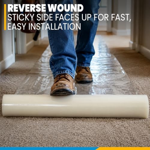 ZIP-UP 24" x 200' Carpet Protection Film, Self Adhesive, Easy Installation - Image 3