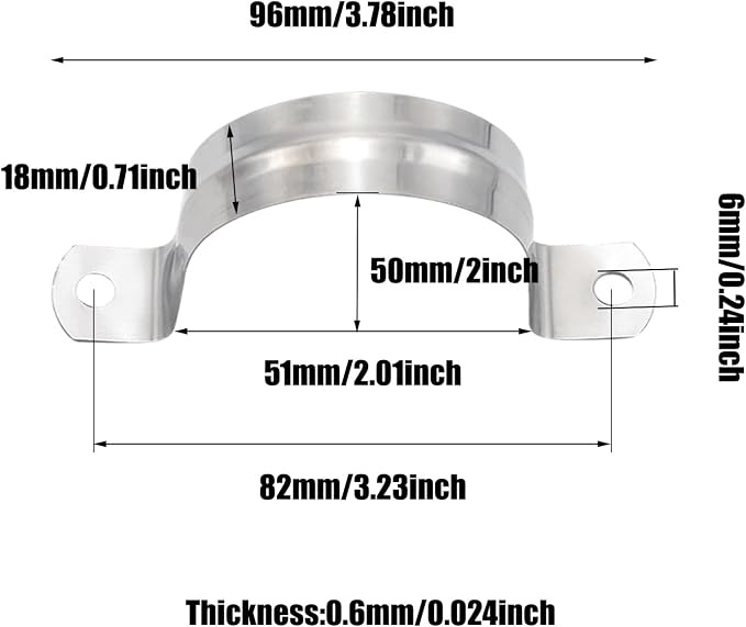 32Pcs 50mm / 2" Stainless Steel U Bracket Pipe Clamps | Conduit Clamps - Image 2