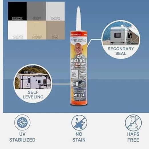 Dicor 501LST Self-Leveling Lap Sealant – Tan RV Roof Caulk – 6 Pack – Leak - Image 4
