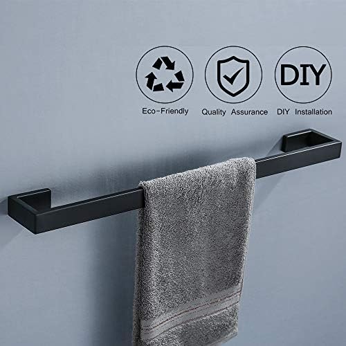 4 Pieces Bathroom Hardware Accessories Set Black Towel Bar Towel Holder Robe - Image 2