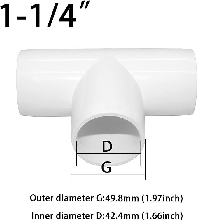 1-1/4 Inch Tee PVC Fitting 3 Way Connector, Furniture Grade Corner Fittings - Image 2