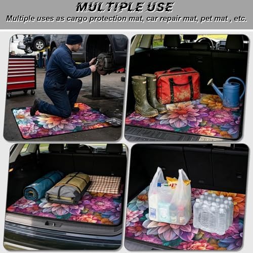 ELEQIN Car Cargo Liner, All Weather Heavy Duty Trunk Liner, Dahlia Flower - Image 3