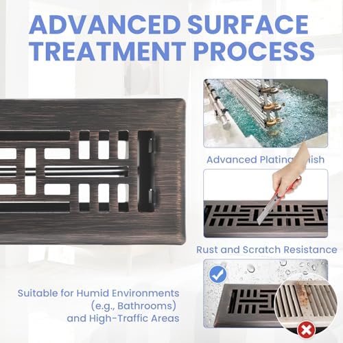 Howeall 2x12 Inches Heavy Duty Walkable Floor Register Easy Adjust Air Supply - Image 3