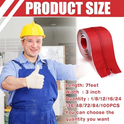 Tigeen 12 Roll Heavy Duty Zipper Door Dust Barriers 7 ft x 3 Inch - Image 2