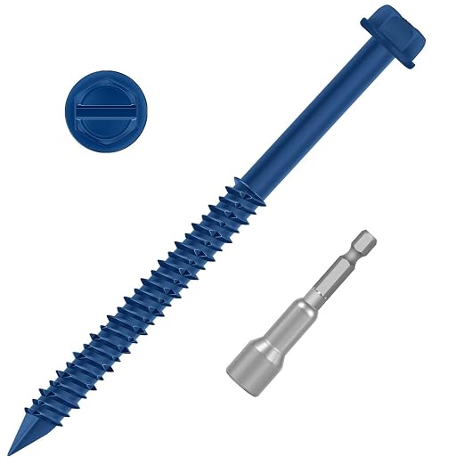 1/4" x 4" Blue Hex Head Concrete Screw Anchor Kit by Etauwe