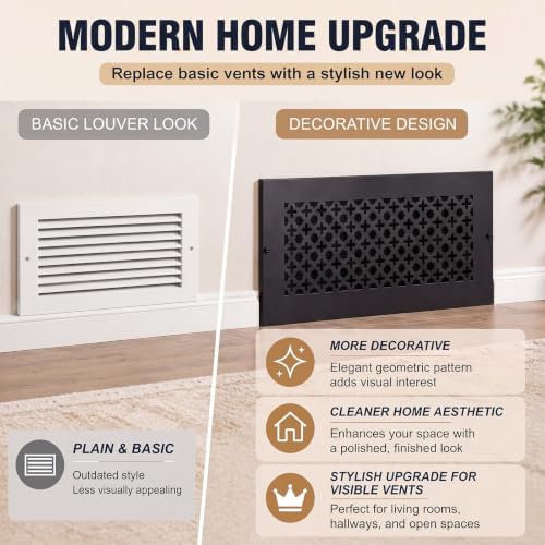 Lewtemi 2 Pcs 12 x 6" Baseboard Register Grill Air Return Vent Cover Corner - Image 5