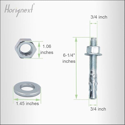 3/4 Concrete Anchors, 3/4 Wedge Anchors Bolts, 6-1/4" L, equipment bases - Image 2