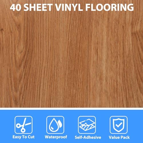 AKOLAFE 40 Sheet Vinyl Flooring 12x12 Inch Peel and Stick Floor Tile Waterproof - Image 3