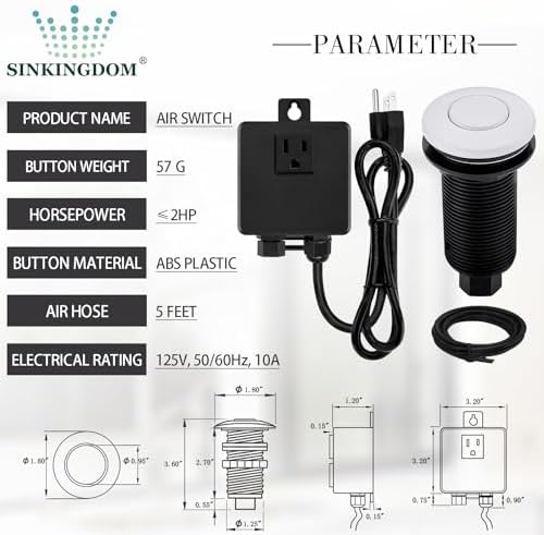 Garbage Disposal SinkTop Air Switch Kit, Brass Made Cover - Image 3