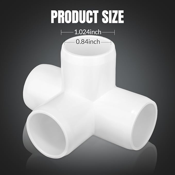 20 Pack 4 Way PVC Fittings 1/2 Inch, Furniture Grade Pipe Elbow Connector - Image 2