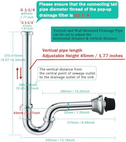 Brass P Trap U-Shape 1 1/4 inch Sink Drain Pipe - Image 2