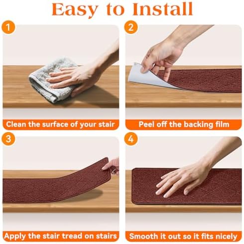 Stair Treads for Wooden Steps 18 PCS, Non Slip Stair Rugs Red - Image 5