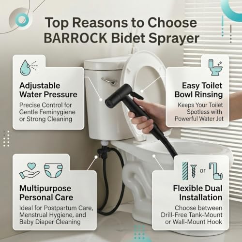 BARROCK Handheld Bidet Sprayer for Toilet, 2 Pack Stainless Steel Metal Made - Image 5