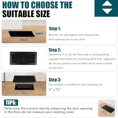 VOISEN Floor Register 4x10, 12 Pack Black Floor Vent Covers - Image 4