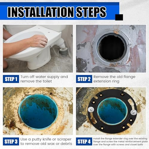 Marsui 2 Sets Toilet Flange Repair Kit Flange Repair Ring Fit 3 Inches and 4 - Image 3