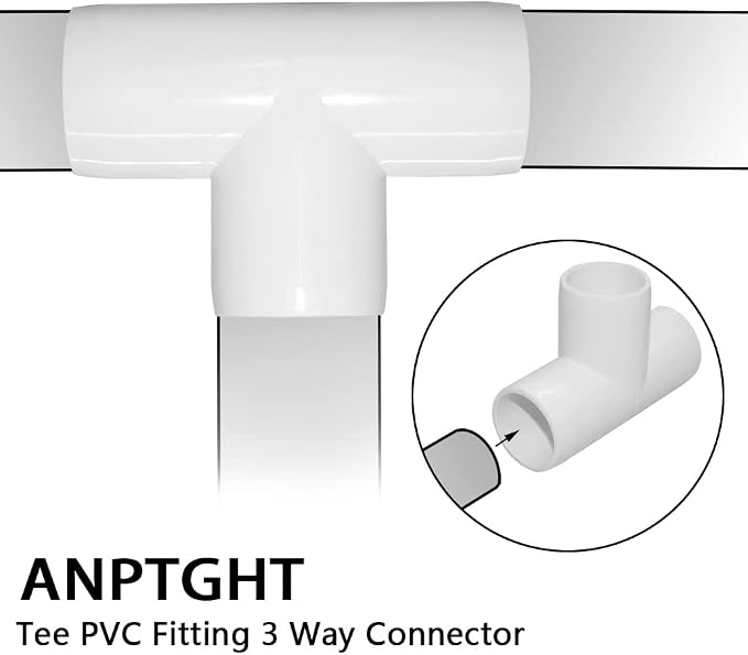 1/2 Inch Tee PVC Fitting 3 Way Connector, Furniture Grade Corner Fittings - Image 3