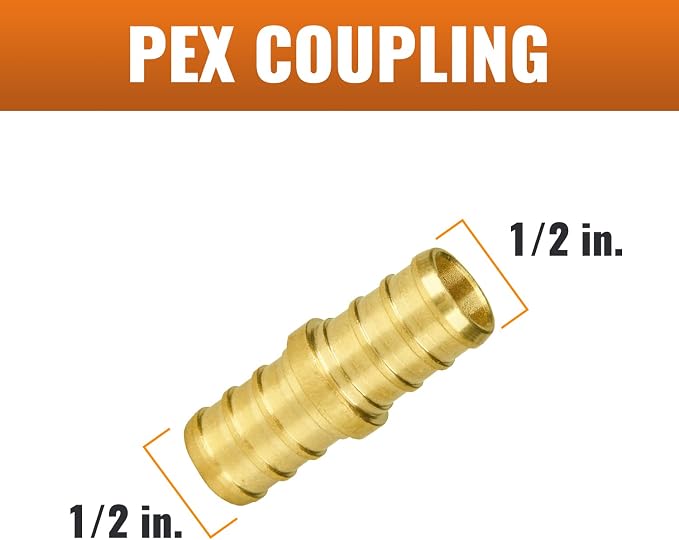 50-Pack 1/2 Inch PEX Coupling | Brass - Image 2