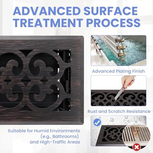 Howeall 4x10 Inches Heavy Duty Walkable Floor Register Easy Adjust Air Supply - Image 3