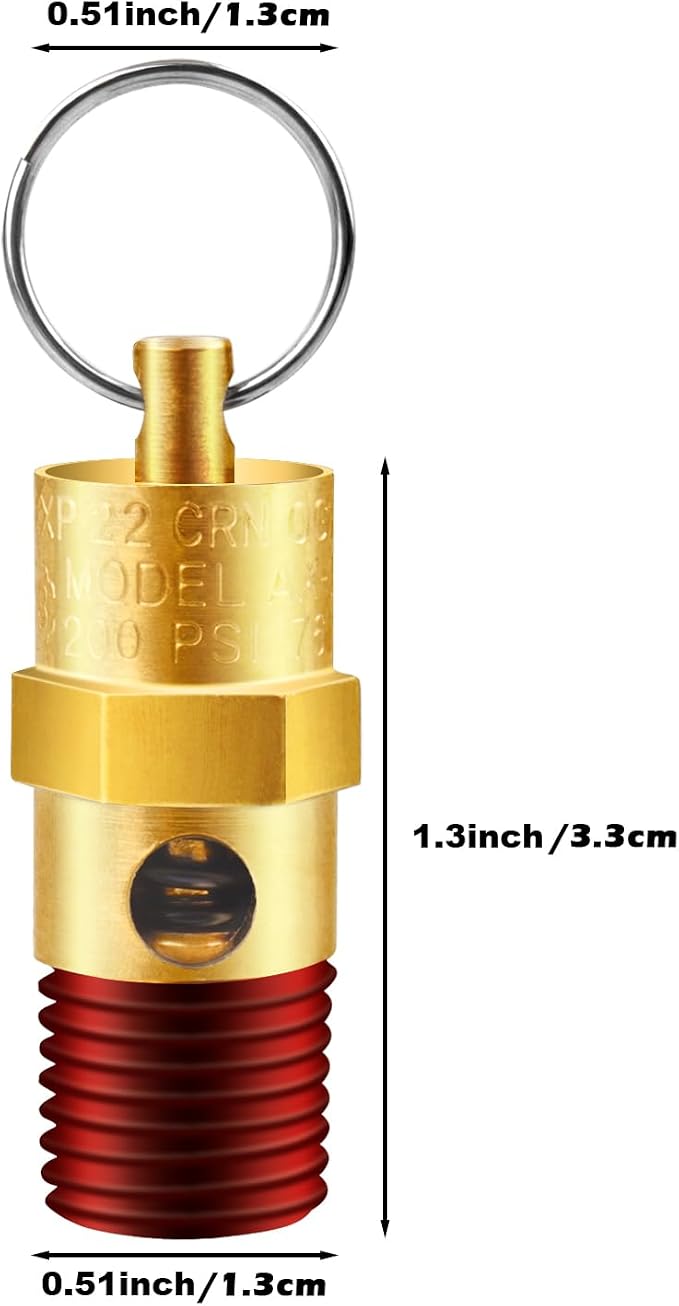 1/4'' NPT Male 200 PSI Air Compressor Pressure Relief Valve Brass | Safety - Image 2