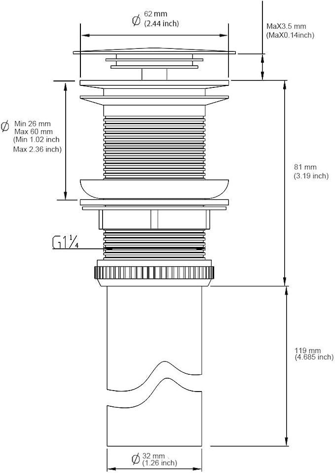 Bathroom Sink Pop Up Drain Without Overflow, Large Cap, Oil Rubbed Bronze - Image 7