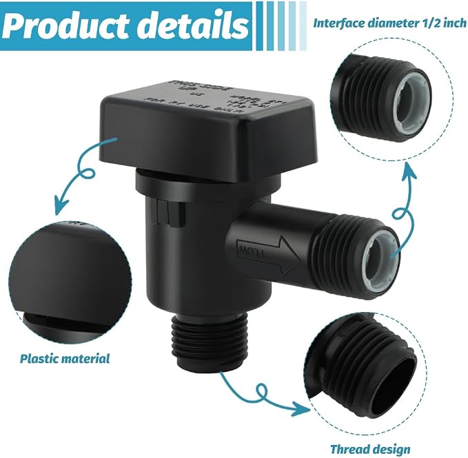 571-Vac-Chk RV Black Tank Valve, 1/2" NPT, Check Valve, RV Sewer Fittings - Image 6