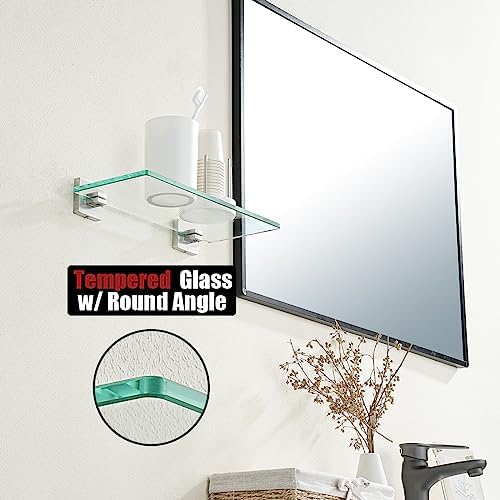 JQK Bathroom Glass Shelf, Tempered Glass Shower Storage 12 by 5 inches - Image 6