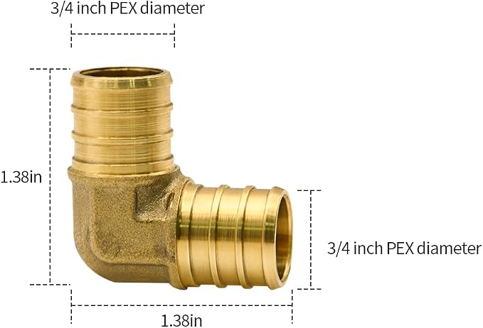 25 Pack 3/4" PEX Fittings, PEX Elbow Fittings, Brass PEX Fittings | - Image 3