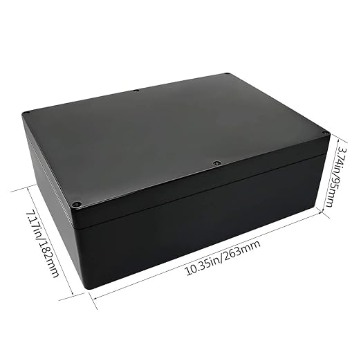 ABS Plastic Electrical Project Case Power Junction Box, Project Box Black 10.4" - Image 4