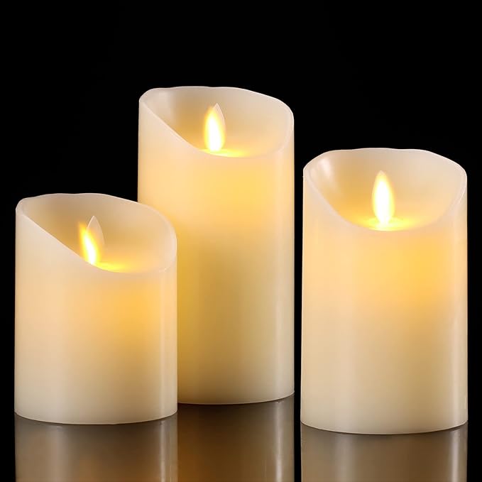 AKU TONPA Flameless Candles Battery Operated Pillar Real Wax Electric LED - Image 2