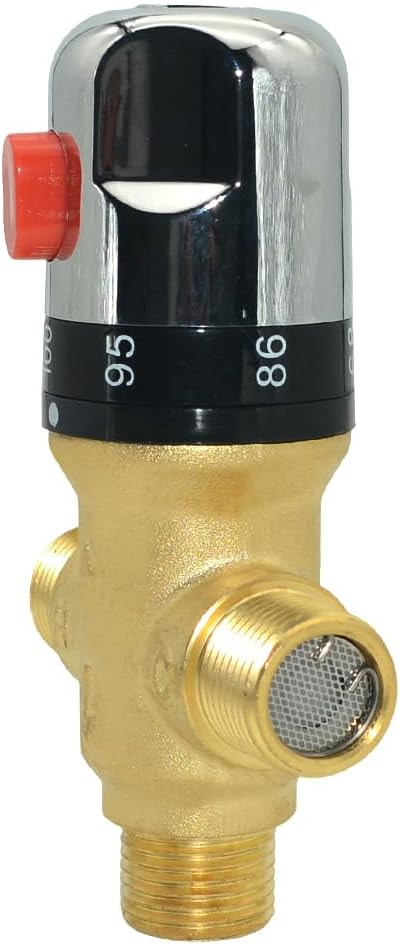 Thermostatic Mixing Valve, 1/2" NPT Thread Water Heater Solid Brass- Golden - Image 6
