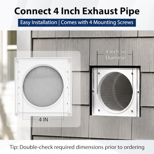 4 Inch Louvered Dryer Vent Cover Outside, Outdoor Exhaust Vent Cover - Image 2